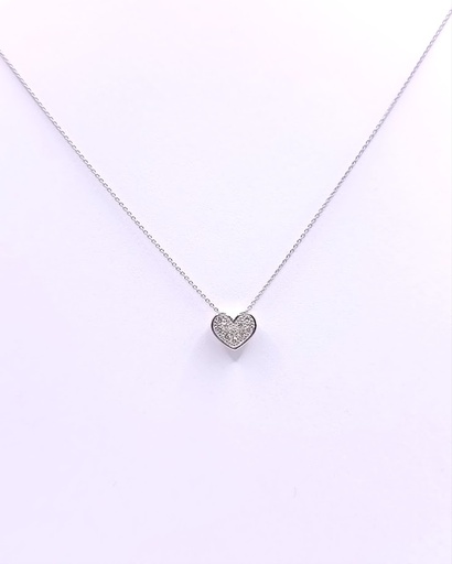 [3601105050] 2377 Collar Oro Blanco Corazon Brillante