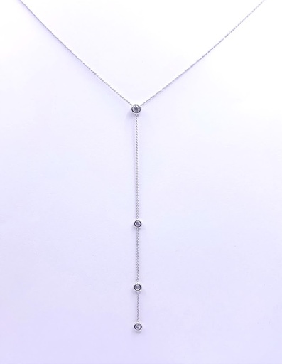 [3601105250] 2319 Collar Oro Blanco Punto de Luz Brillante