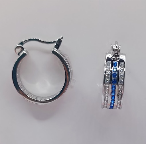 [2020208100003] E-0094 Z Aro Plata Argolla Triple Zafiro