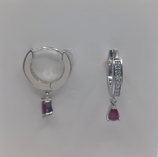 [2020317133855] 18071FES4 Aro Plata Argolla Gota Rubi