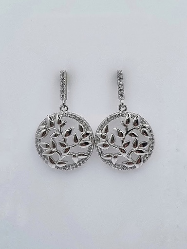 [2020320431009] SE90982AB1 Aro Plata Colgante Hojas
