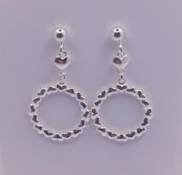 [2020610101001] ORN10465 Aro Plata Colgante Corazones 
