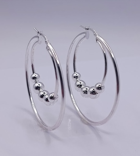 [2020617469005] ORN10039 Aro Plata 2 Argollas 5 Bolas