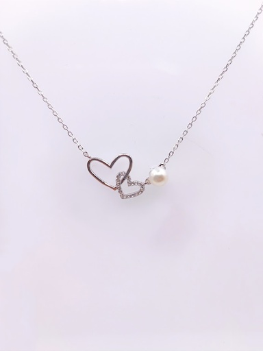 [2021319981505] YA-N1157 Collar Plata Perla Corazon
