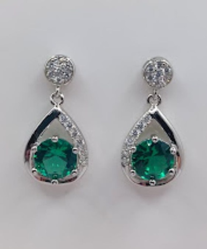 [2040219573009] E-0031 Aro Plata Pera Esmeralda