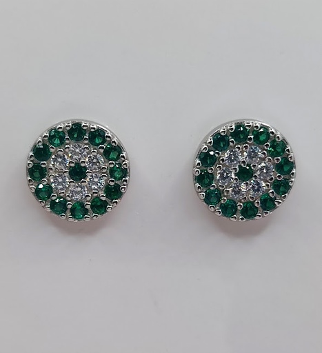 [2040219605007] E-0045 E Aro Plata Pave Esmeralda