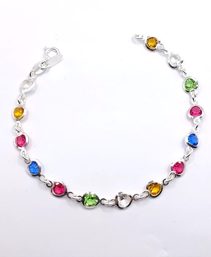 [2050610001193] Pulsera Plata BR0606 Cristal Colores