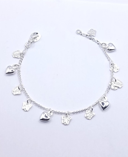 [2050610011192] Pulsera Plata BR1424 Corazon Mariposa