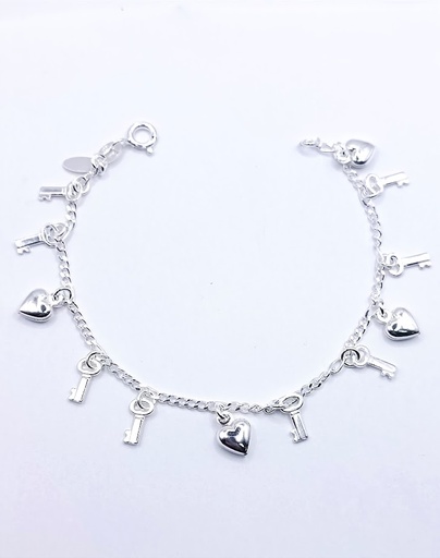 [2050610021191] Pulsera Plata BR1426 Corazon Llave