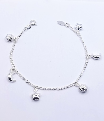 [2050610031190] Pulsera Plata BR2269 Luna Estrella