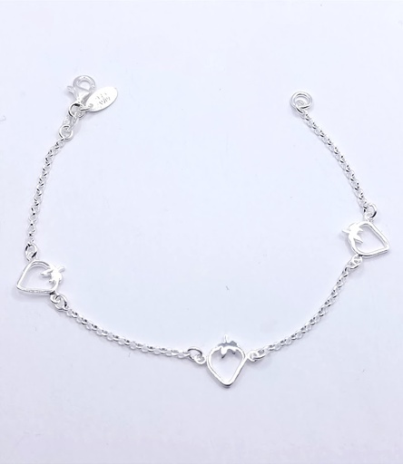 [2050610039004] Pulsera Plata BRN21184 Frutilla Calada