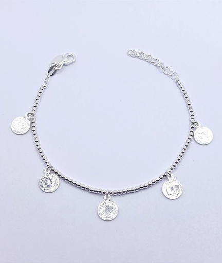 [2050610401191] Pulsera Plata BRN29512 Monedas 