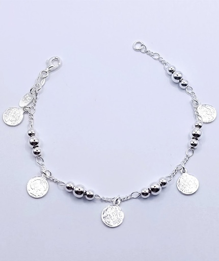 [2050610411190] Pulsera Plata BRN29521 Monedas Bolas 