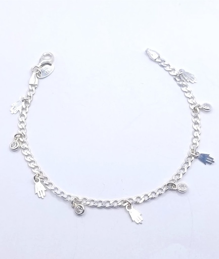 [2050610841195] Pulsera Plata BRN29164 Mano Fatima y Corcones
