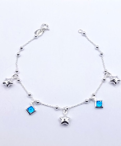 [2050610971243] Pulsera Plata BR9762 Cristal Estrellas