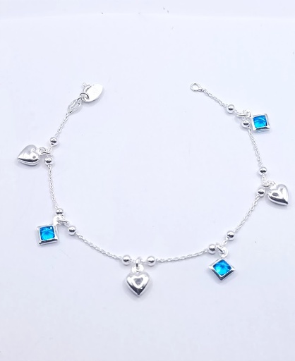 [2050610981259] Pulsera Plata BR9763 Cristal Corazon
