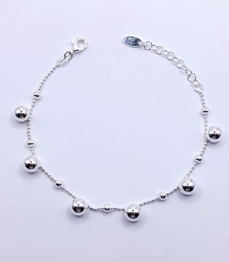 [2050611081354] Pulsera Plata BRN28933 Bolas   