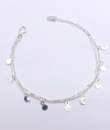 [2050611121395] Pulsera Plata BRN29030 Sol Luna Estrella