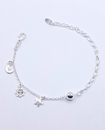 [2050611271541] Pulsera Plata XBR13459 Luna Sol Estrella