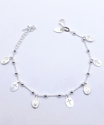 [2050611291197] Pulsera Plata BRN18461 Virgen Cruz  