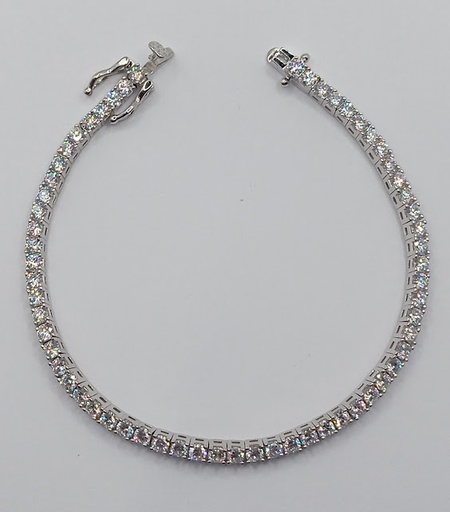 [2050611901195] BRZ00013-RH18 Pulsera Plata Tenis