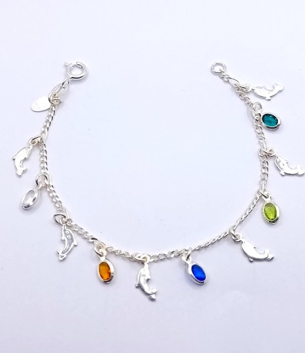 [2050616949000] Pulsera Plata BR4133 Delfin Cristales