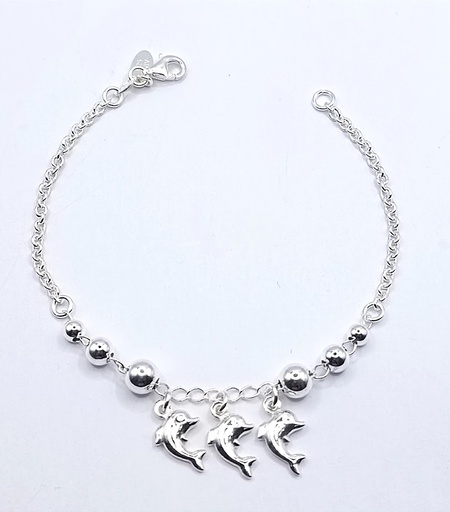 [2050616969008] Pulsera Plata BRN14198 Delfin Bolas
