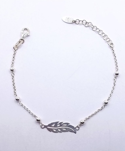 [2050617119006] Pulsera Plata BRN30233 Pluma Bolas