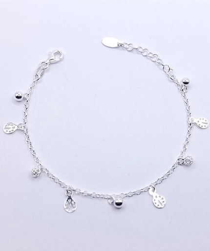 [2050617329009] Pulsera Plata BRN31569 Chinitas Bolas 