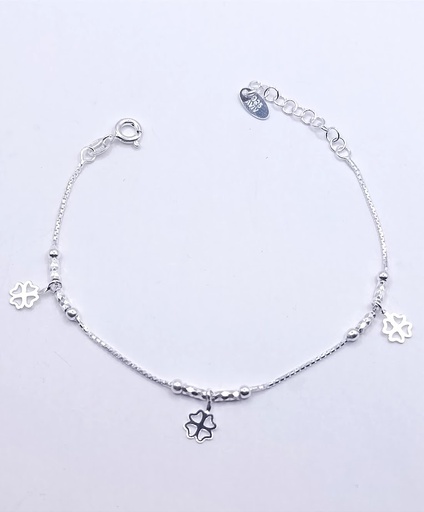 [2050622251005] Pulsera Plata BRN16396 Bolas Trebol 