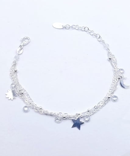 [2050622531008] Pulsera Plata BRN28233 Luna Estrella 