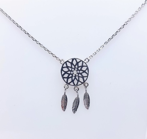 [2060521911009] 7037FNS1 Collar Plata Rodio  Atrapa Sueños