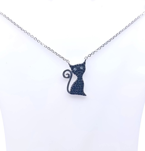 [2060521971003] 14617FNWSH1 Collar Plata Gato Negro