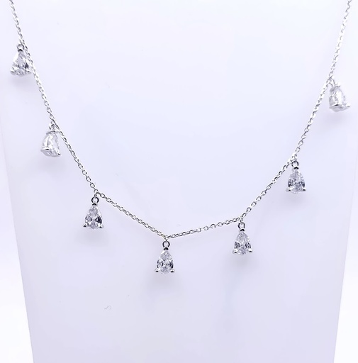 [2060522791006] 14620FNS2 Collar Plata Rodio Gotas Blancas