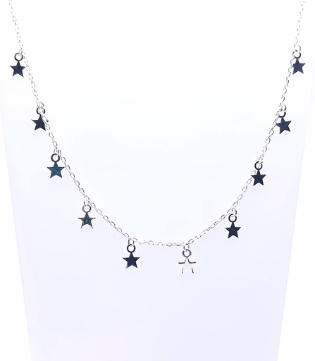 [2060610511455] GIA11746 Collar Plata Estrellas