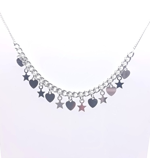 [2060611311450] GIA12829 Collar Plata Estrellas Corazon