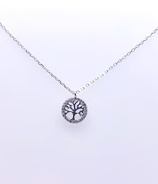 [2061217371008] SAL1829 Collar Plata Rodio  Arbol