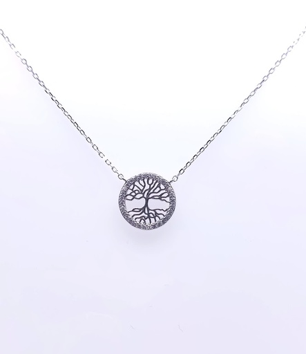 [2061217381007] SAL2167 Collar Plata Rodio  Arbol