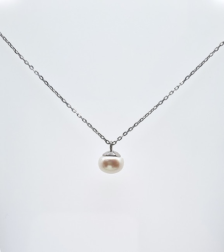 [2061217441008] SAL2038 Collar Plata Rodio  Perla   