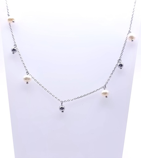 [2061217491003] SAL2073 Collar Plata Rodio  Perla    