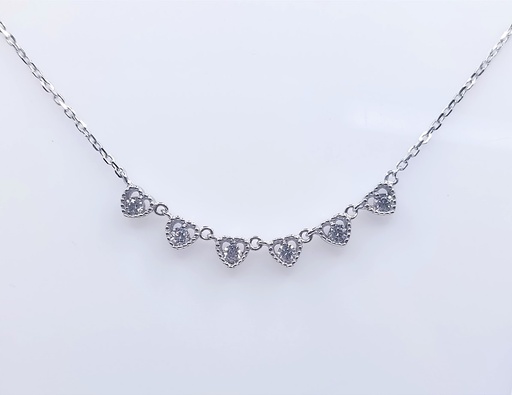 [2080505421003] 3910FNS1 Collar Plata Rodio  Corazones mini