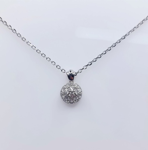 [2080508171011] 3619FNS1 Collar Plata Rodio  Bola Fuego