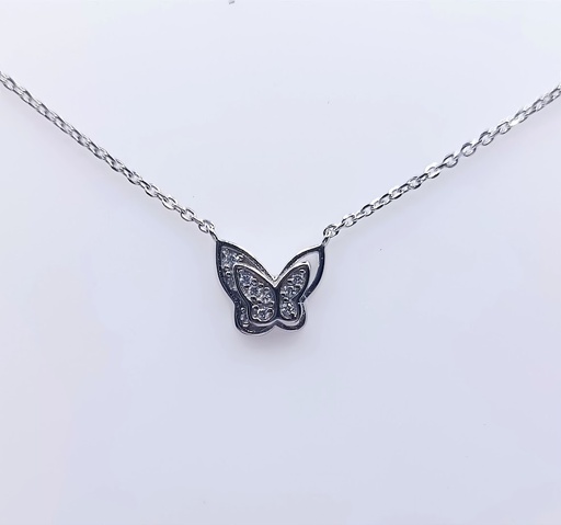 [2080510671004] 7728FNS1 Collar Plata Rodio  Mariposa