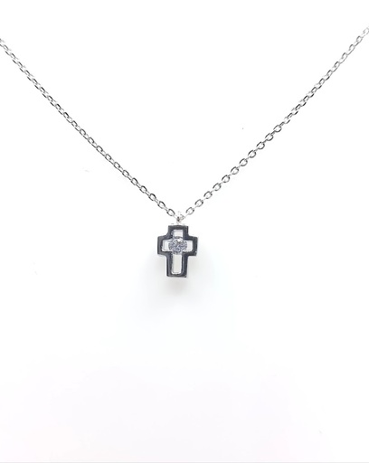 [2080511119000] 7976FNS1 Collar Plata Rodio  Cruz