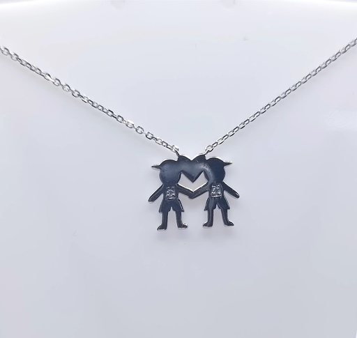 [2080515411001] 10608FNS1 Collar Plata Rodio  Niños