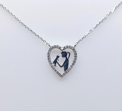 [2080518751005] 12210FNS1 Collar Plata Rodio  Corazon Mama