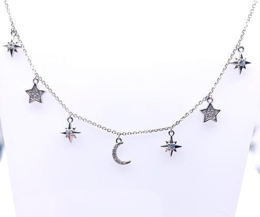 [2080523109006] 18078FNS1 Collar Plata Estrellas-Luna