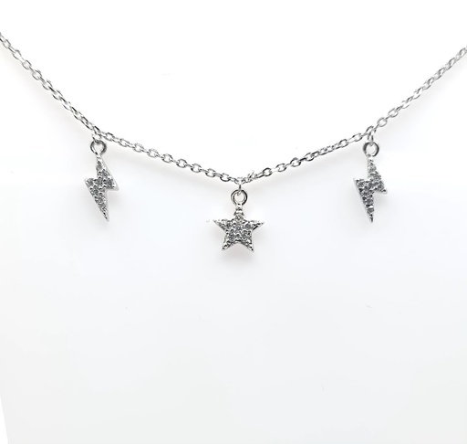 [2080523129004] 18080FNS1 Collar Plata Rodio Estrella-Rayos