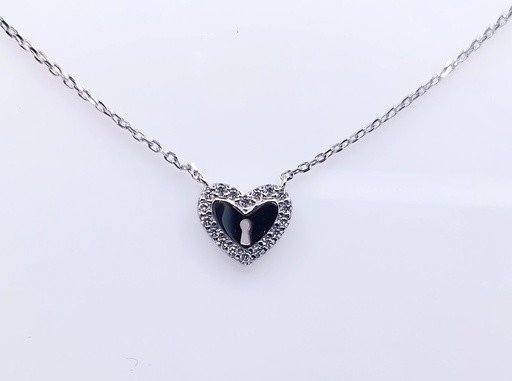 [2080523301455] 5191FNS1 Collar Plata Rodio  Corazon