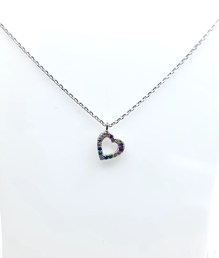 [2080523319450] 10283FNS2 Collar Plata Rodio Corazon C.